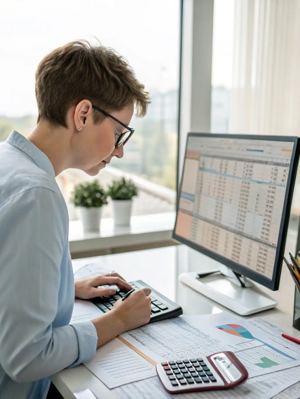 A professional accountant using online-brexx to manage a client's financial data, showcasing the platform's ease of use and efficiency.