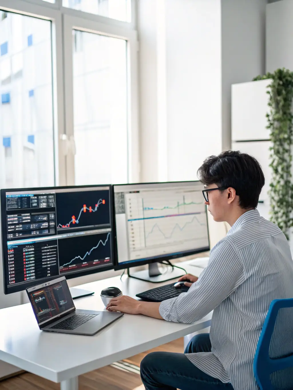 An entrepreneur reviewing real-time financial dashboards on online-brexx, illustrating the platform's ability to provide clear financial insights.